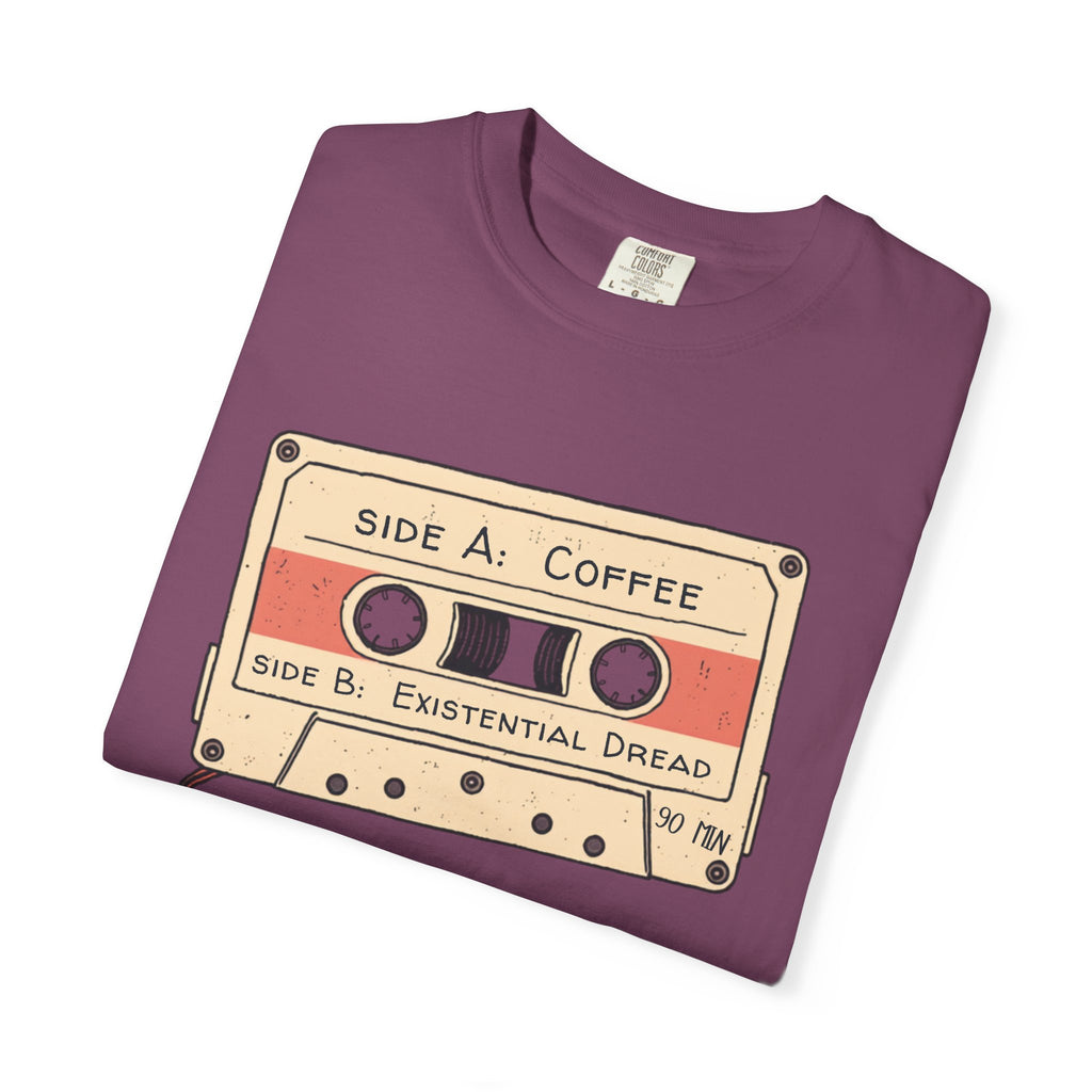 Coffee & Existential Dread cassette tee — size and fit guide