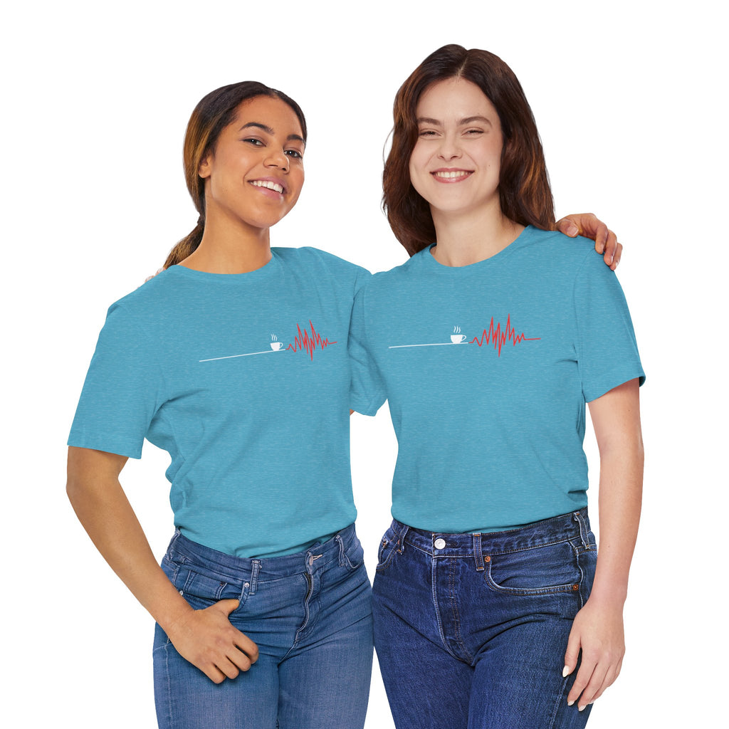 Coffee Heartbeat tee — size chart