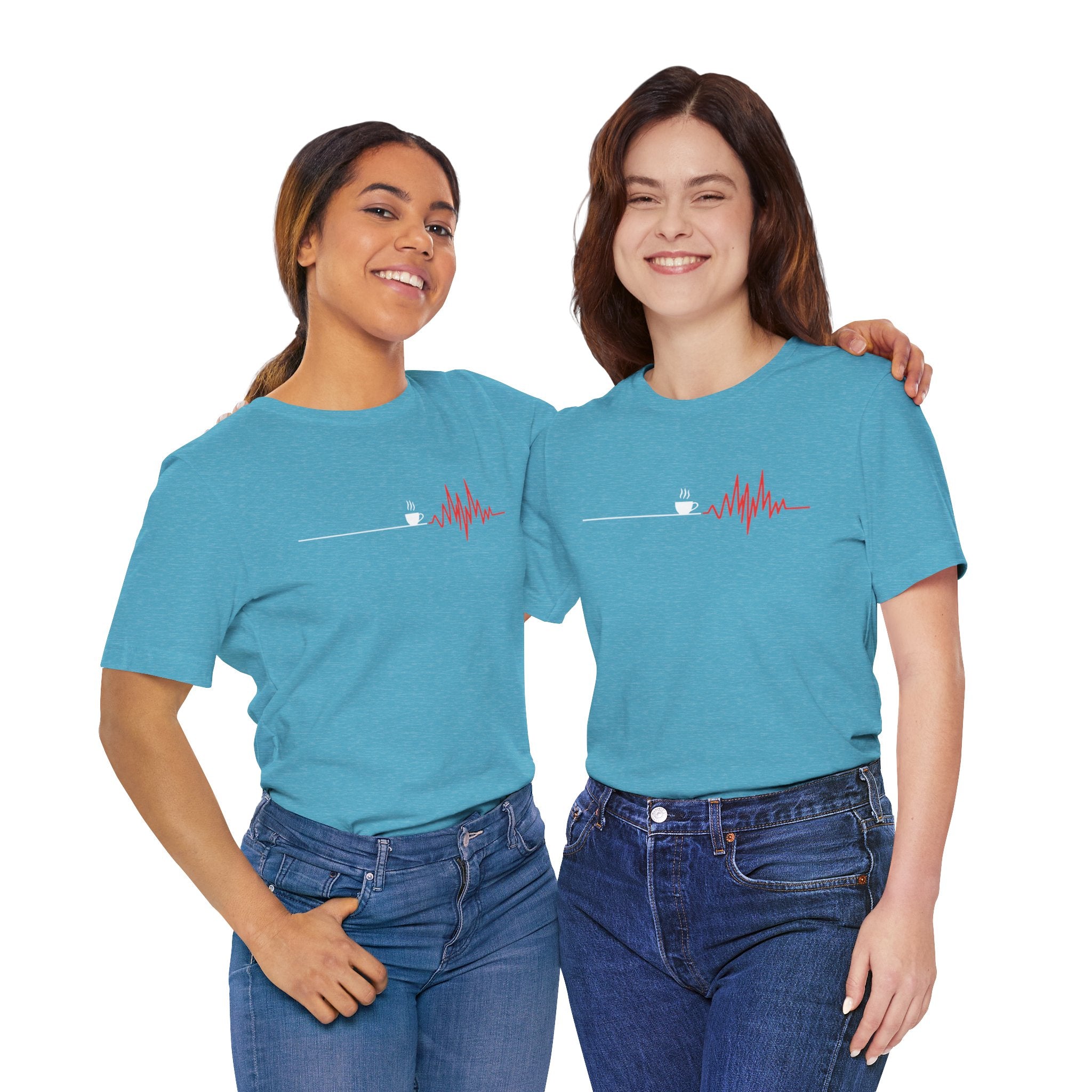 Coffee Heartbeat tee — size chart