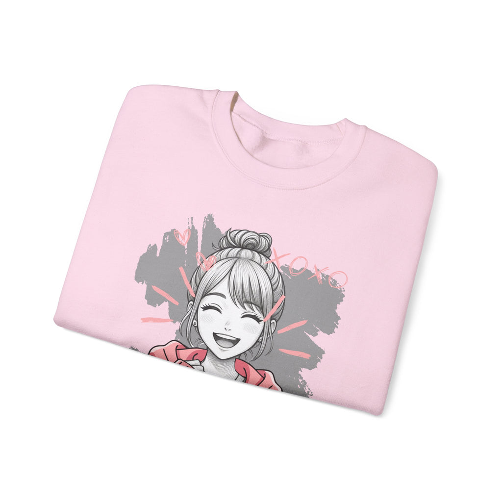 Kawaii Anime Girl Sweatshirt — Pastel Manga Art Crewneck