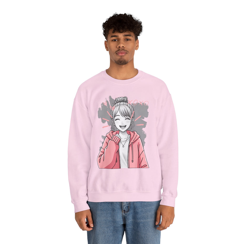 Kawaii Anime Girl Sweatshirt — Pastel Manga Art Crewneck