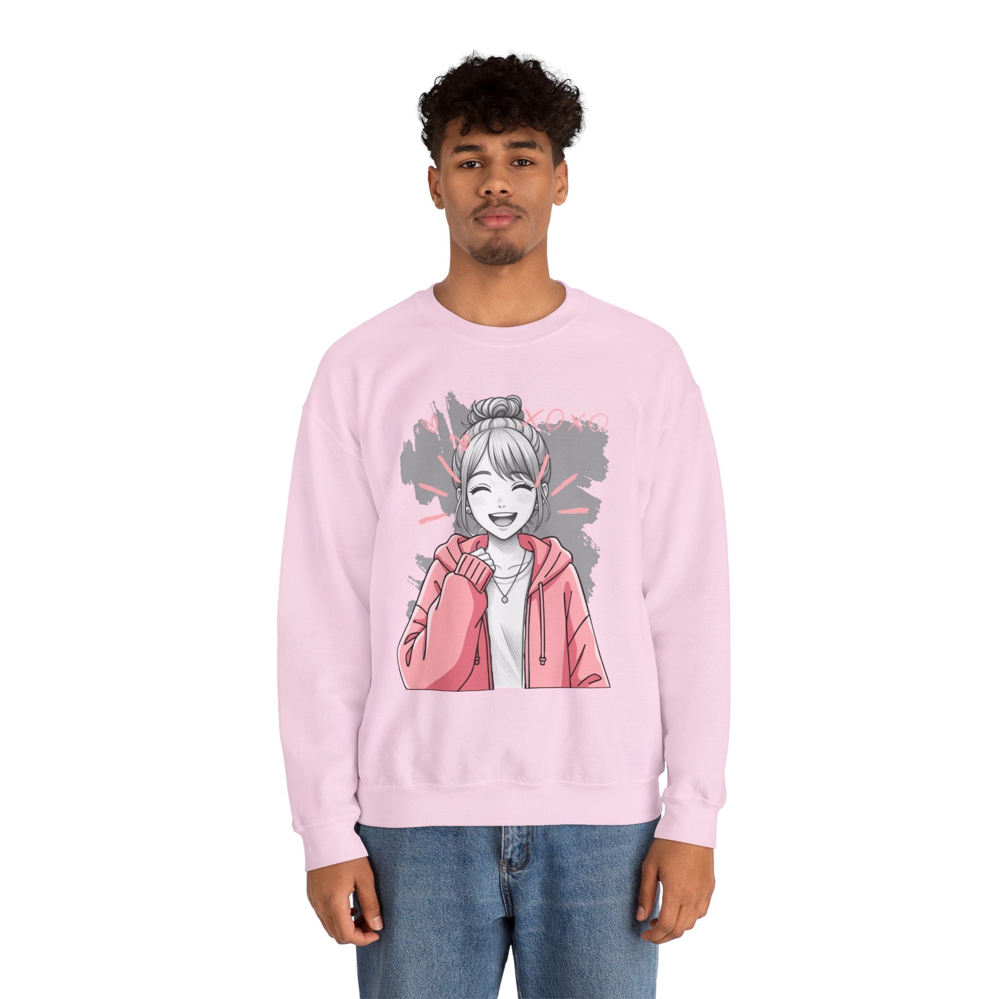 Kawaii Anime Girl Sweatshirt — Pastel Manga Art Crewneck
