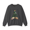 Festive Within Reason Christmas crewneck by HKitty Enterprises, a deadpan holiday design of a taped-up tree with gifts that are actually bills and a jury duty summons from Santa