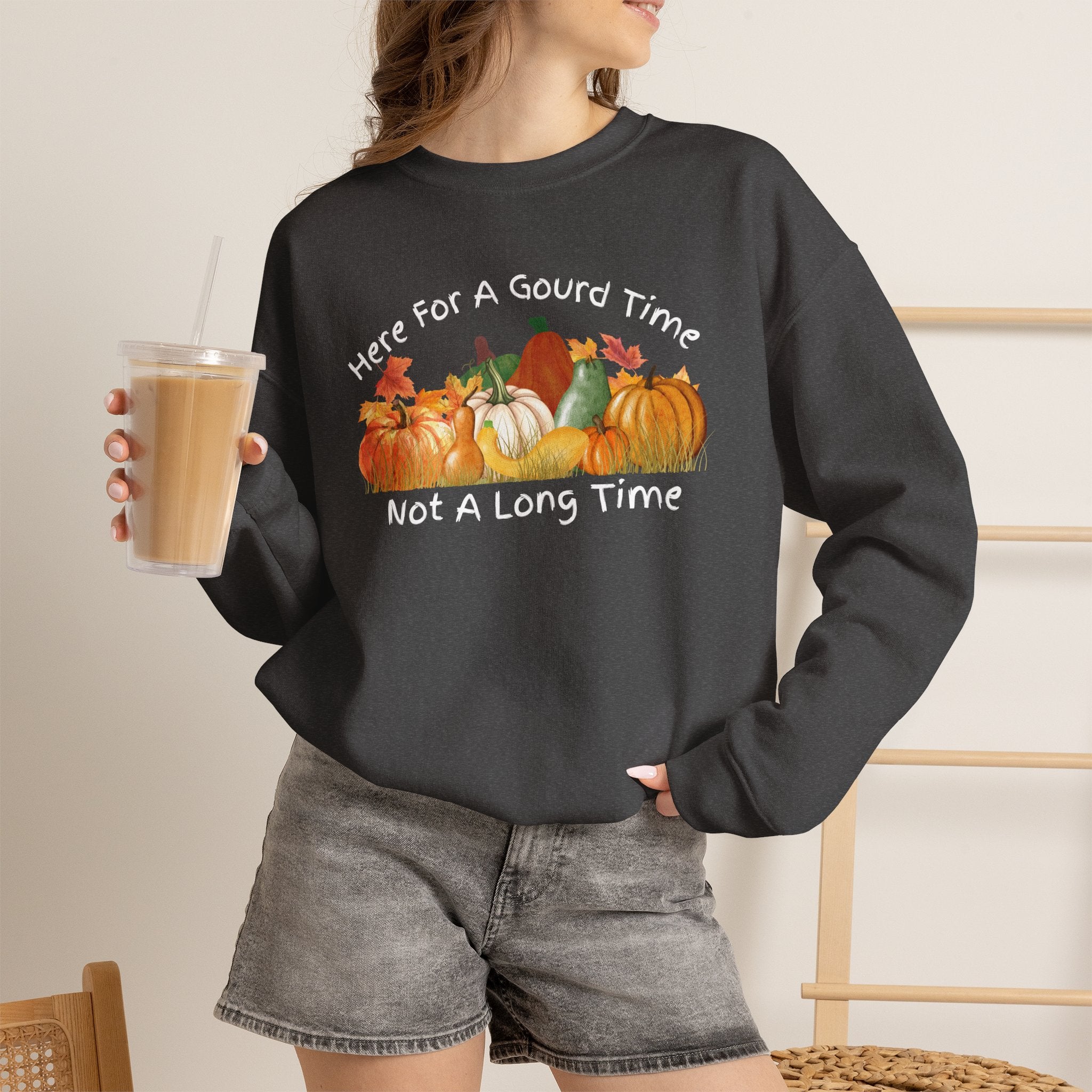 Here for a Gourd Time fall pumpkin crewneck — product photo 18