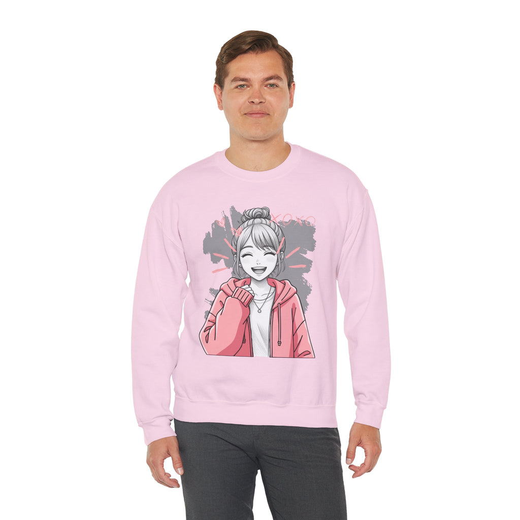 Kawaii Anime Girl Sweatshirt — Pastel Manga Art Crewneck