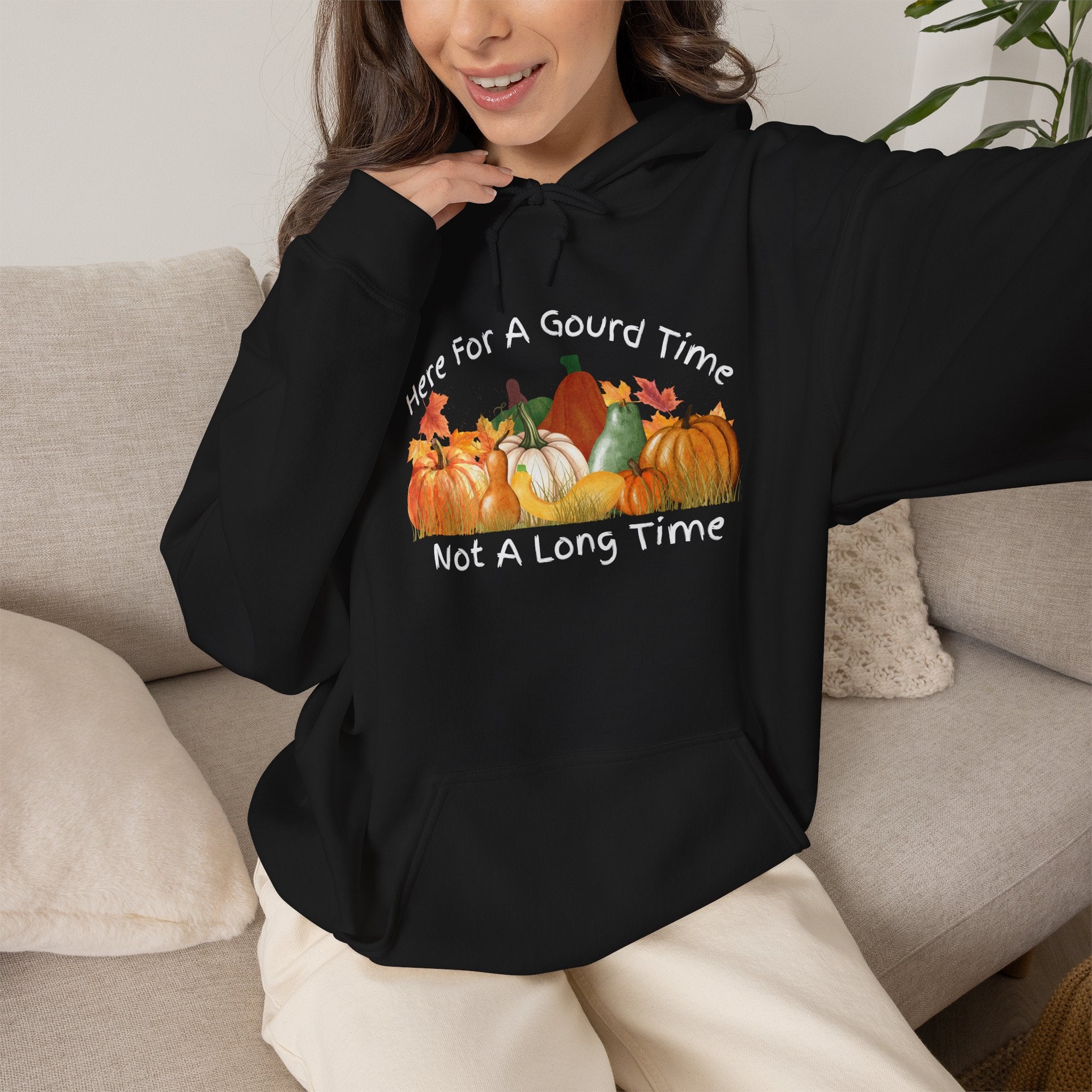 Here for a Gourd Time pumpkin hoodie — product photo 6