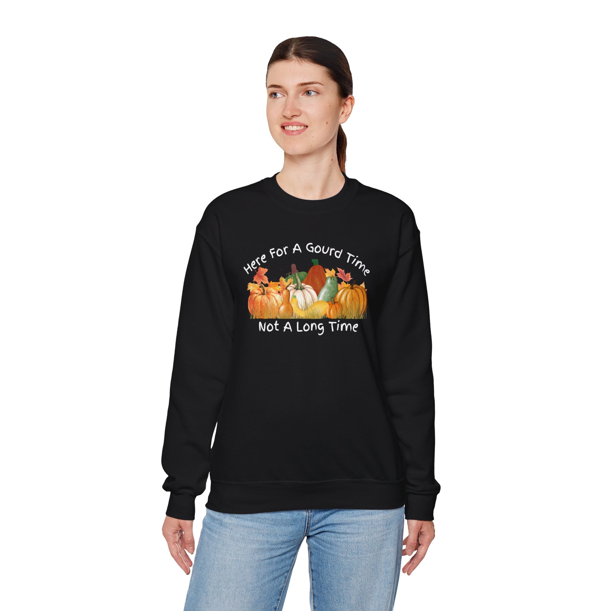 Here for a Gourd Time fall pumpkin crewneck — product photo 11