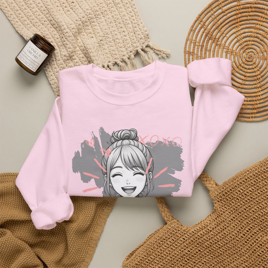 Kawaii Anime Girl Sweatshirt — Pastel Manga Art Crewneck