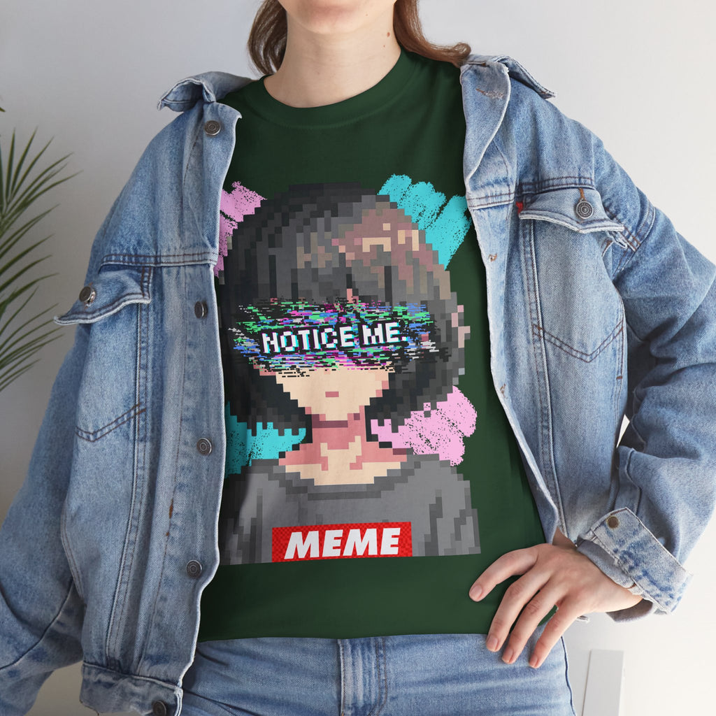 Pixel Anime Girl — 8-Bit Glitchcore Graphic Tee